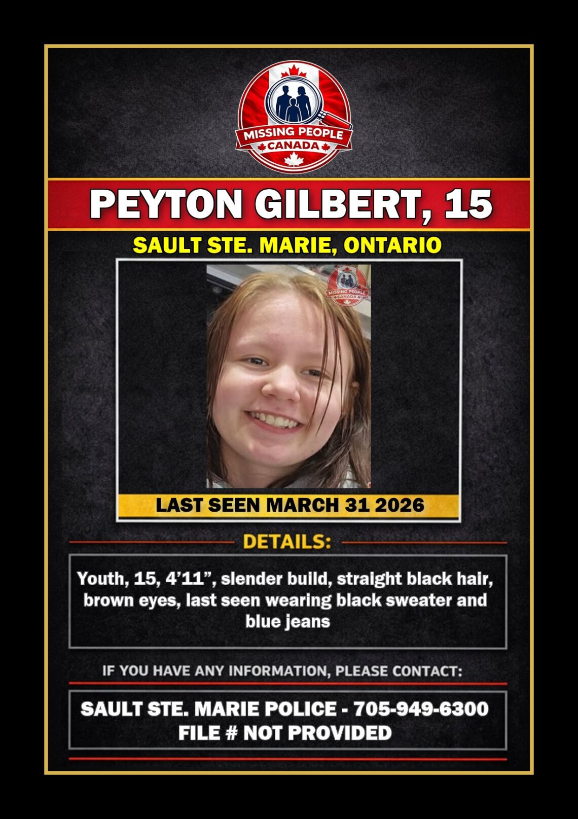 MISSING PERSON CANADA RELEASE