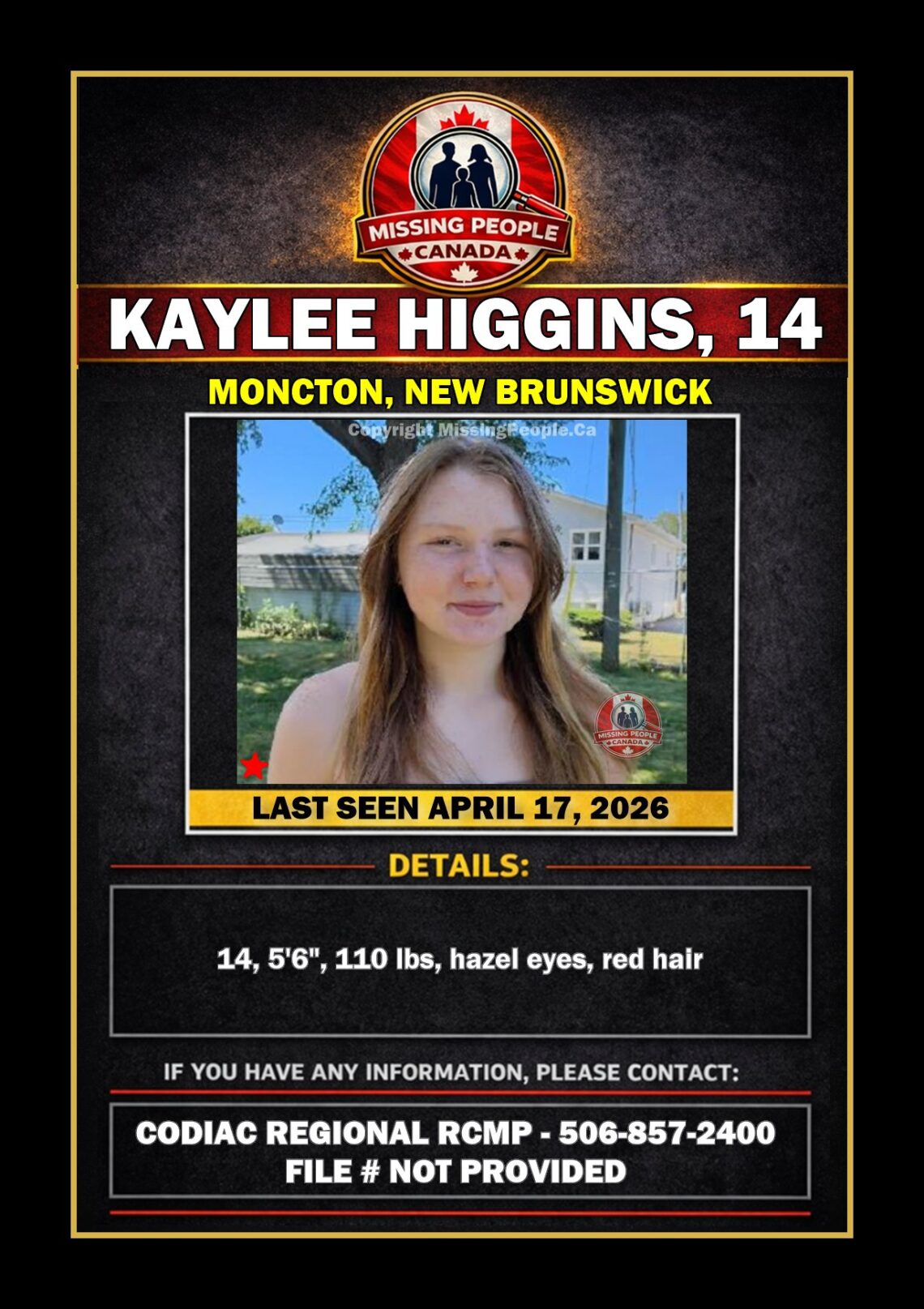 MISSING PERSON CANADA RELEASE