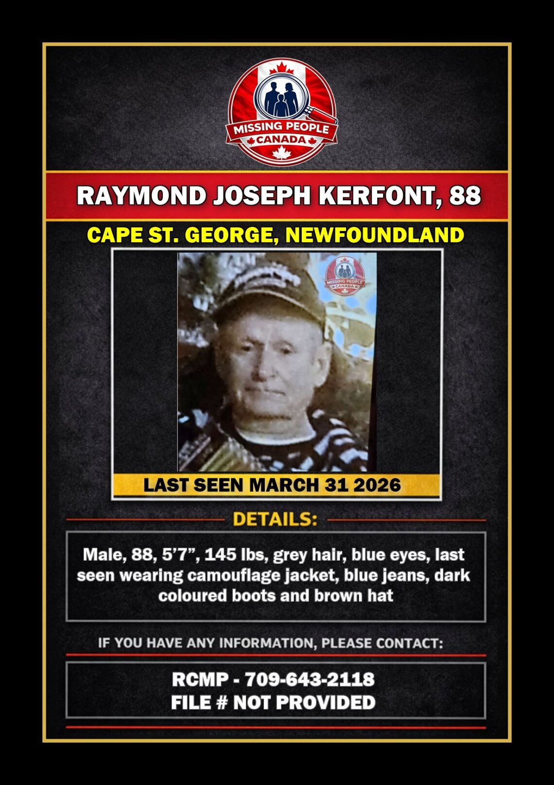 MISSING PERSON CANADA RELEASE