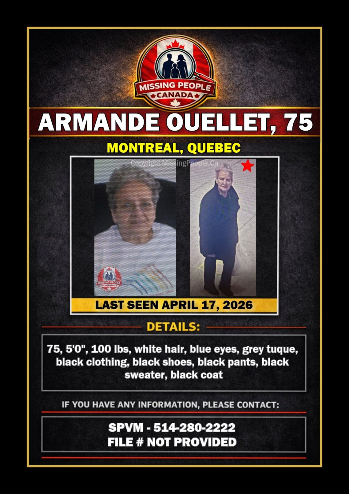 MISSING PERSON CANADA RELEASE