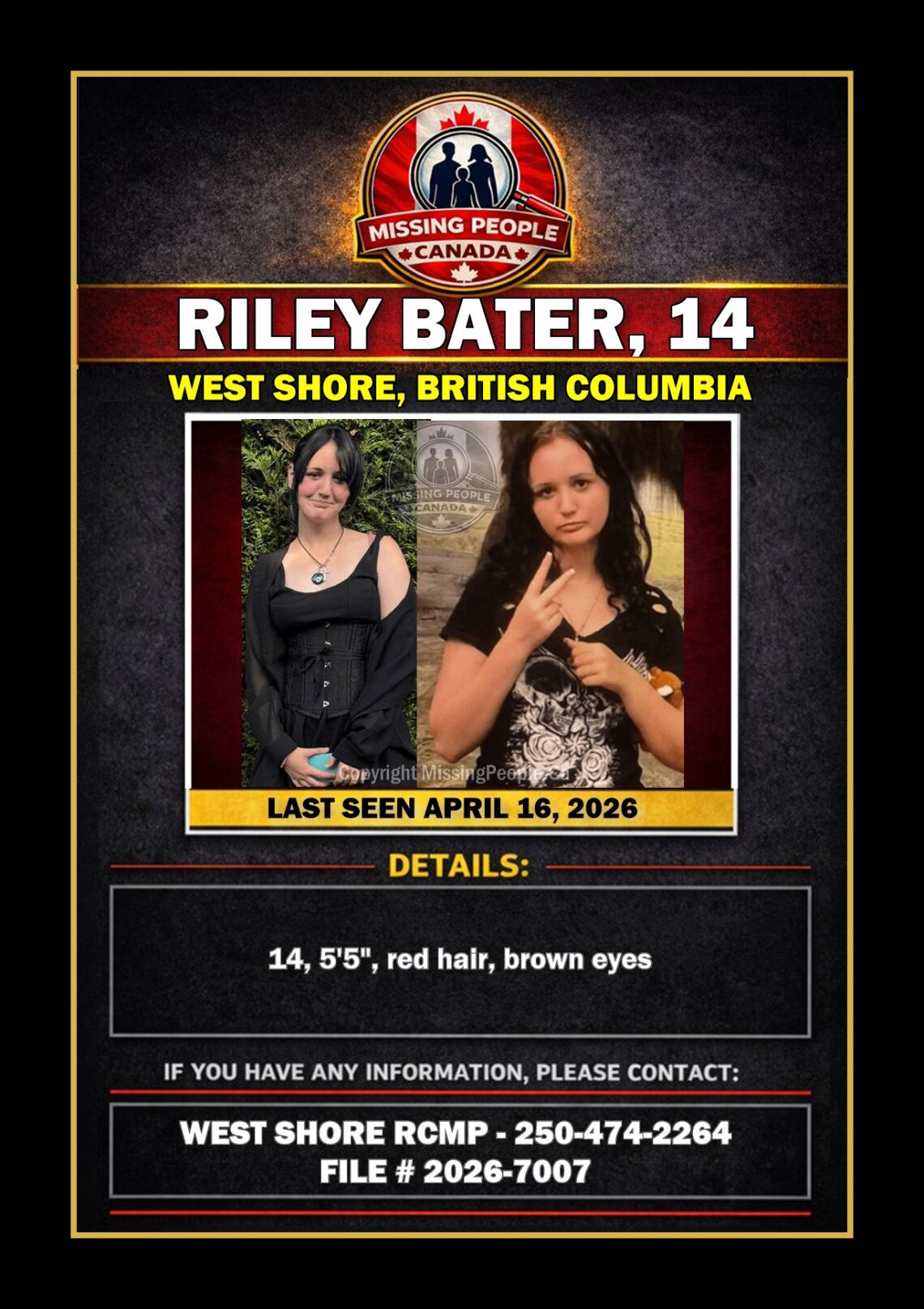 MISSING PERSON CANADA RELEASE