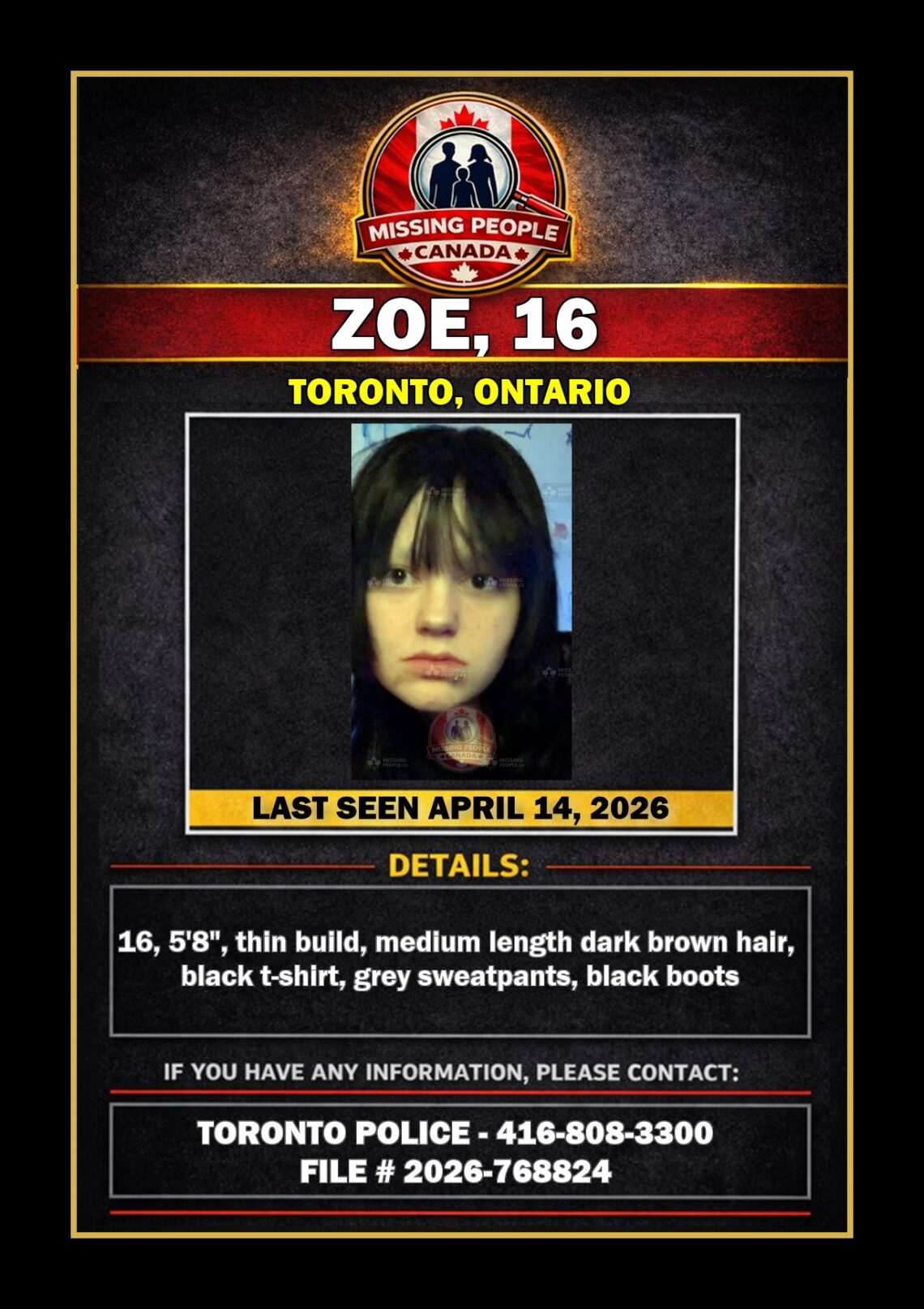 MISSING PERSON CANADA RELEASE