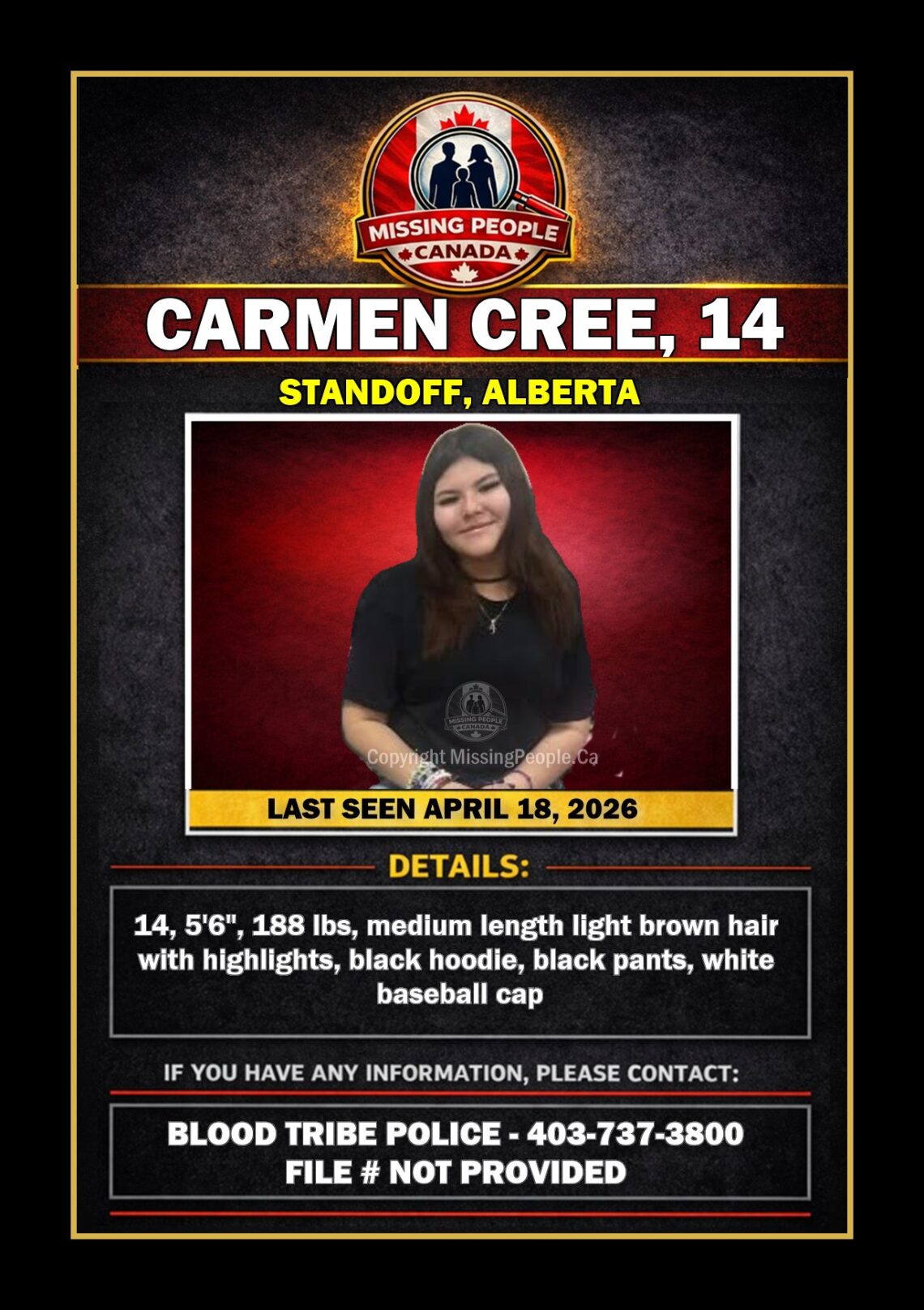 MISSING PERSON CANADA RELEASE