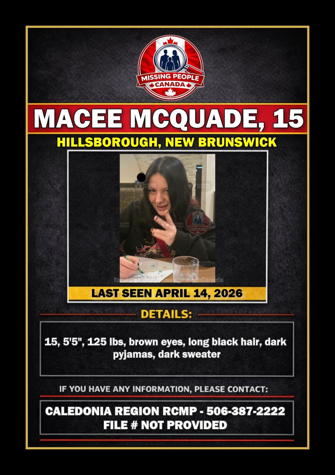 MISSING PERSON CANADA RELEASE