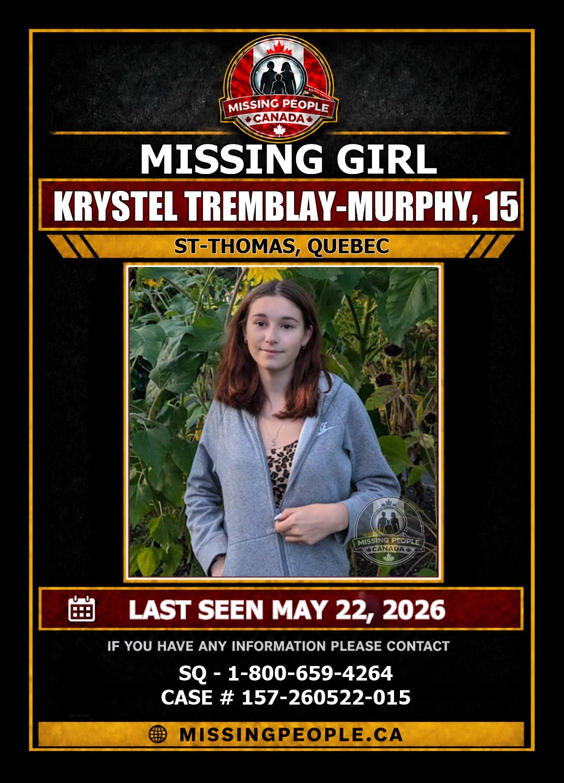 MISSING PERSON CANADA RELEASE