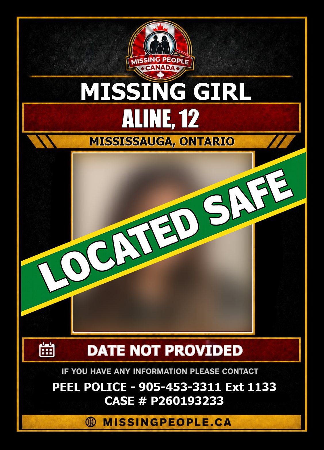 MISSING PERSON CANADA RELEASE