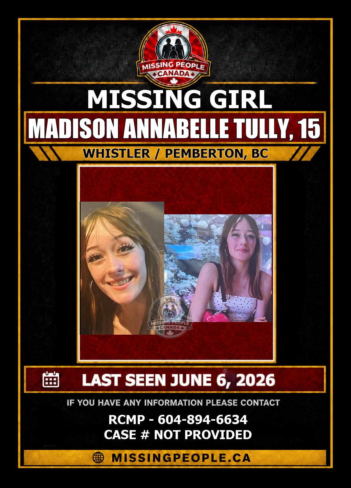 MISSING PERSON CANADA RELEASE